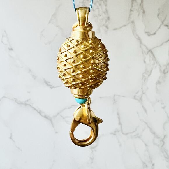 Rare Retired Julie Vos Gold-Tone Turquoise Pendant Charm Keychain Resort Coastal - Picture 9 of 15